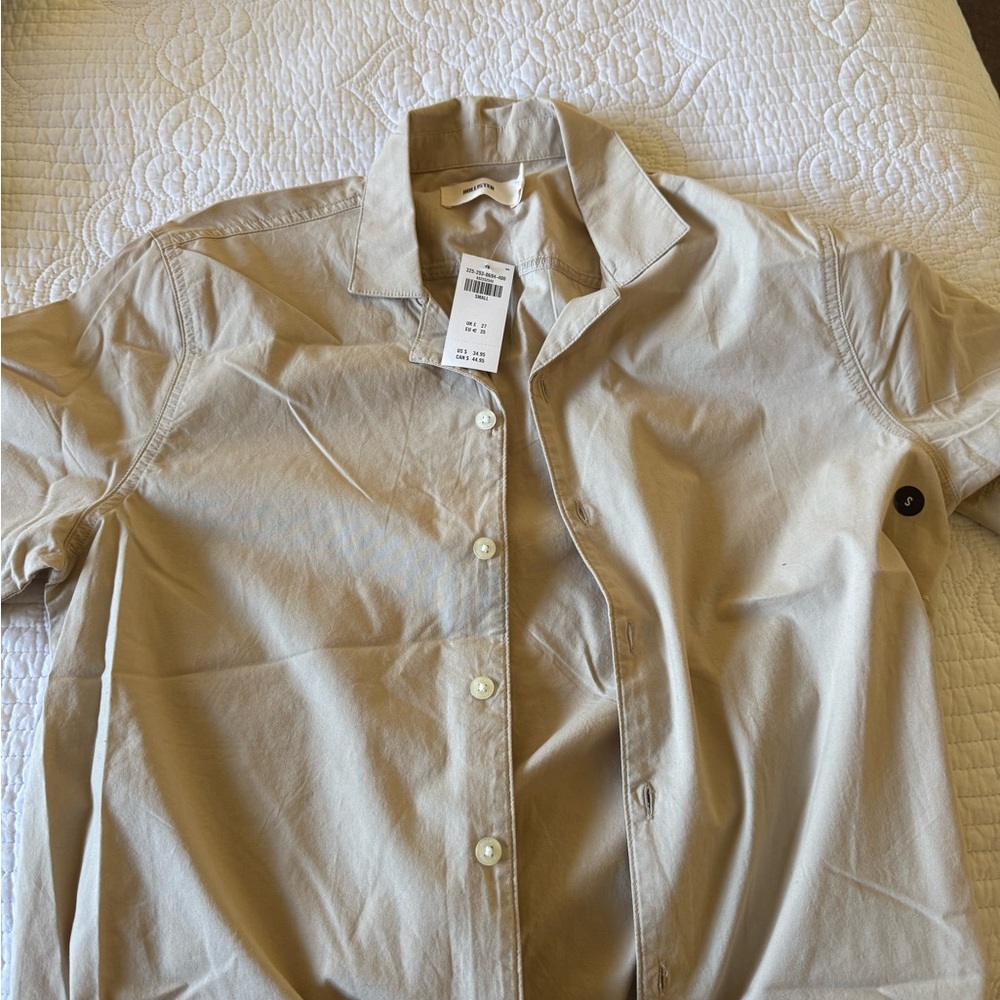 Hollister Light Tan Button-Up Shirt